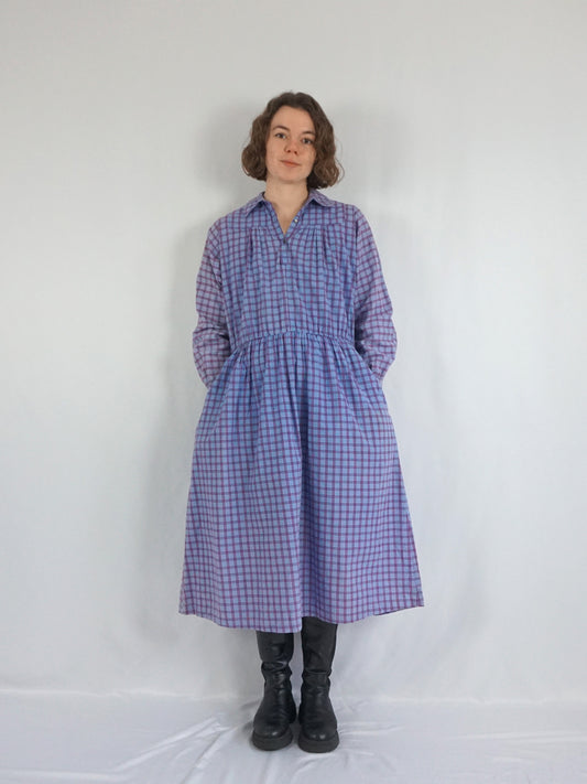 Laura Ashley Grid Checkered Dress - L