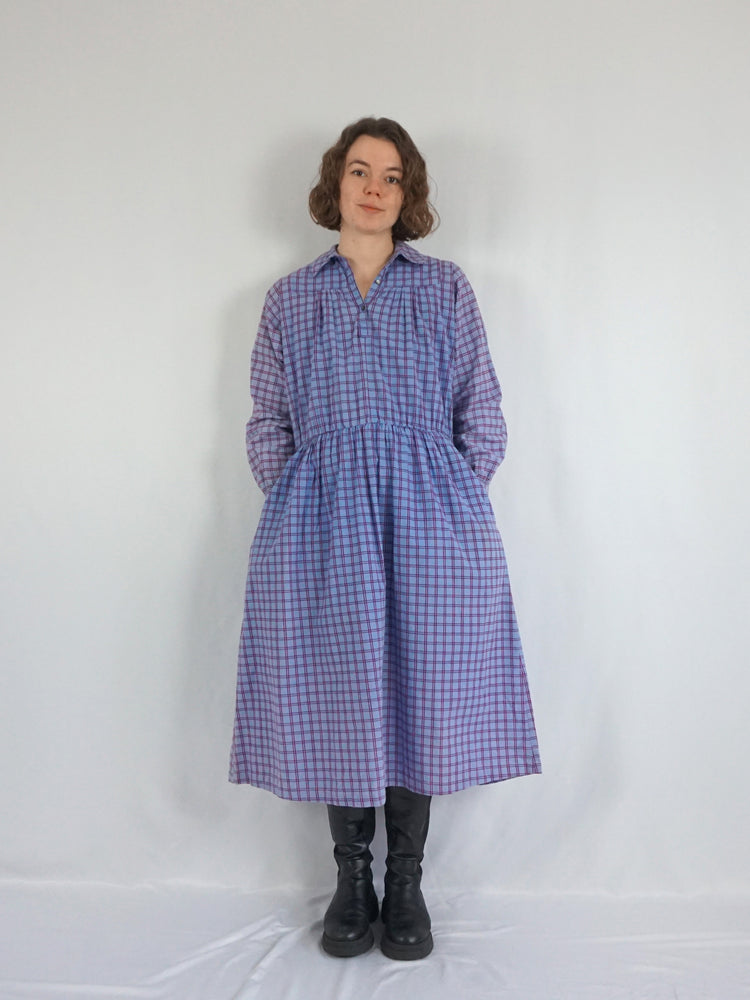 Laura Ashley Grid Checkered Dress - L