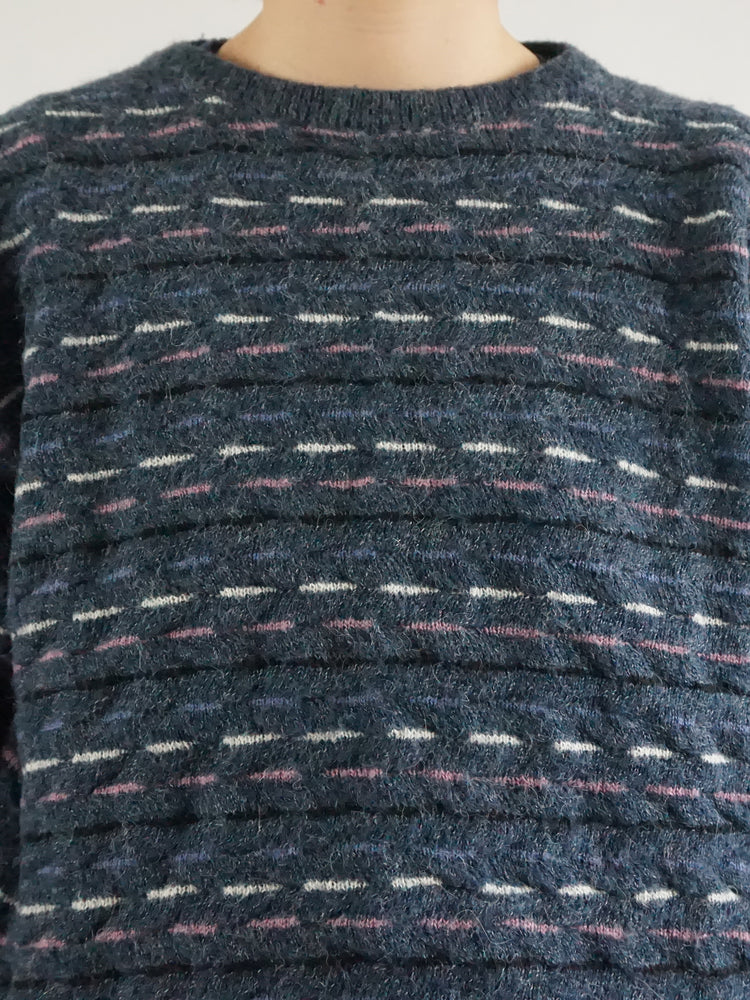 Navy Balloon Sleeve Jumper - M