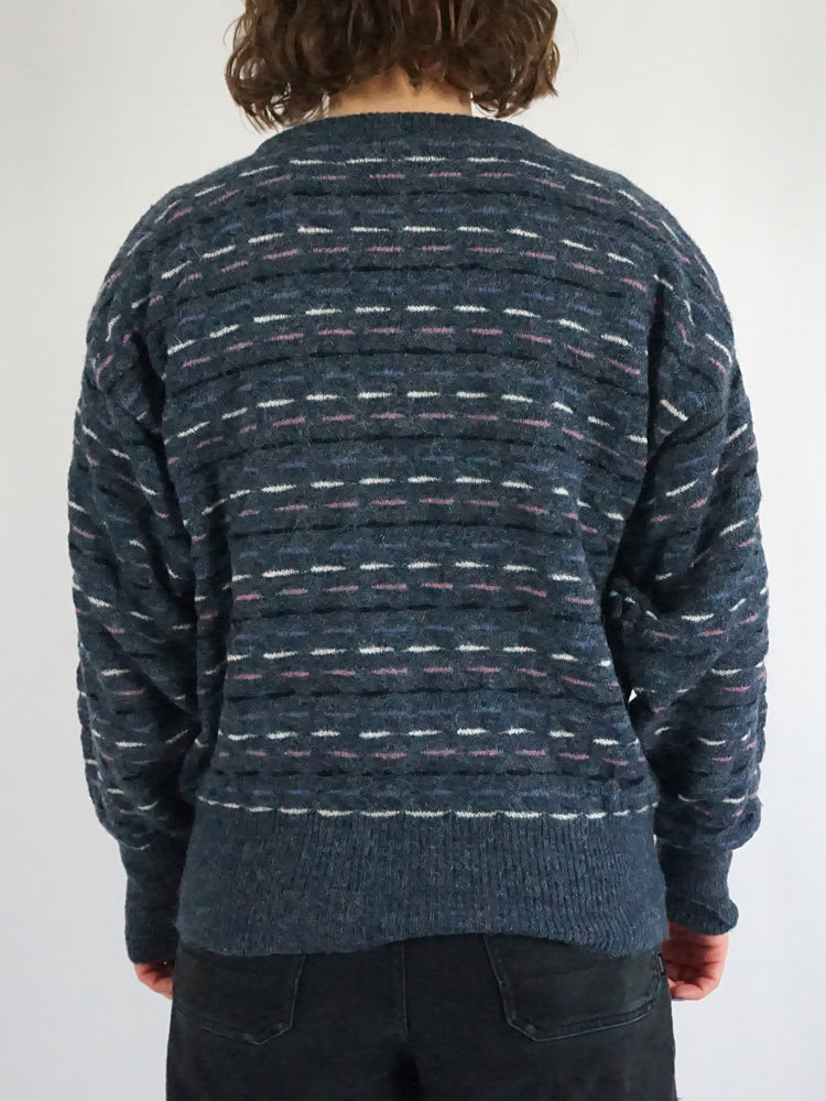 Navy Balloon Sleeve Jumper - M