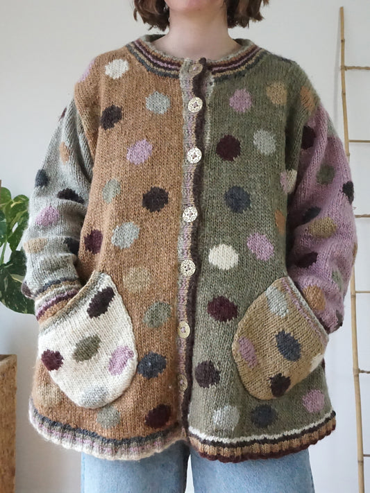 Tara Handknits Polka Dot Cardigan - XL