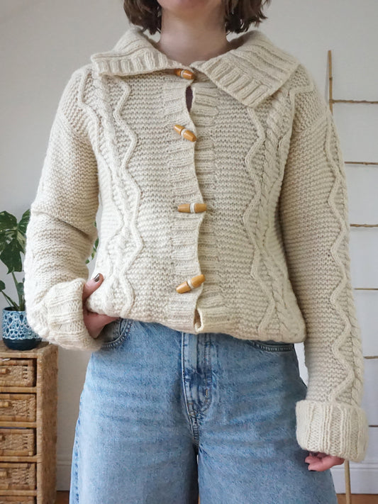 Toggle Button Aran Cardigan - L