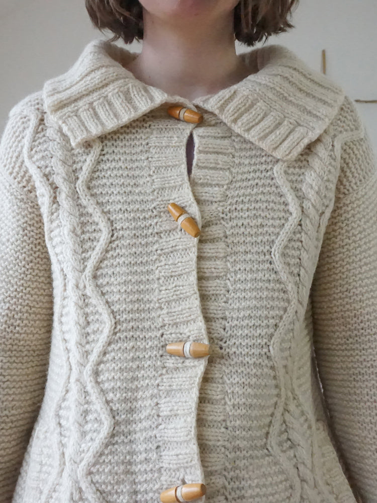 Toggle Button Aran Cardigan - L