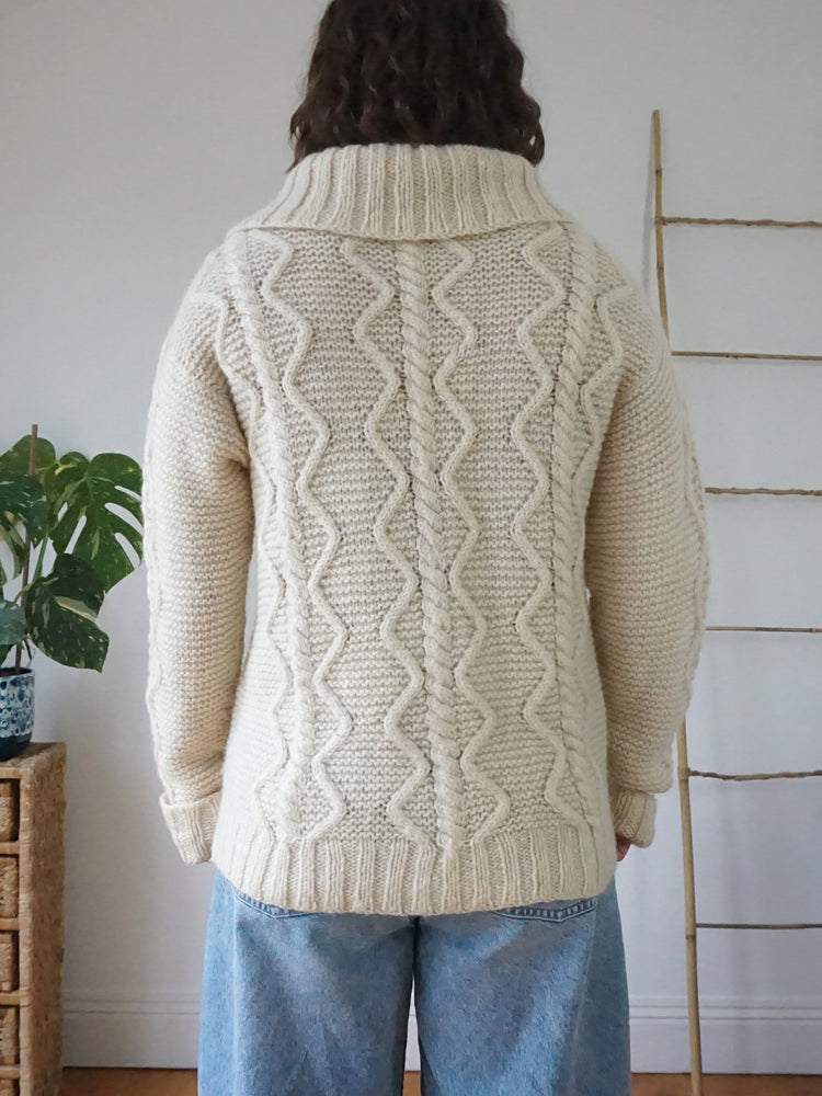 Toggle Button Aran Cardigan - L