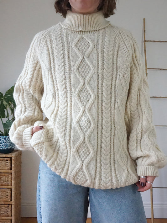 Aran Chunky Turtleneck Jumper - XL