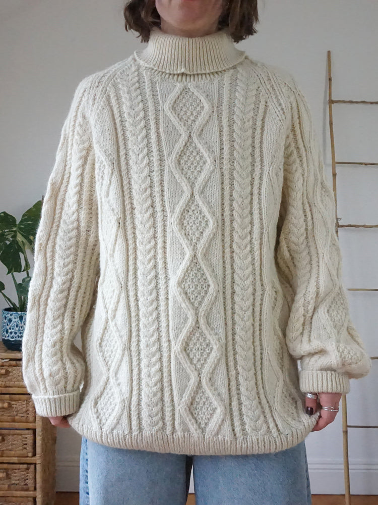 Aran Chunky Turtleneck Jumper - XL
