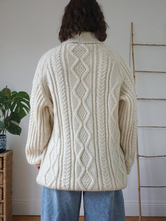 Aran Chunky Turtleneck Jumper - XL