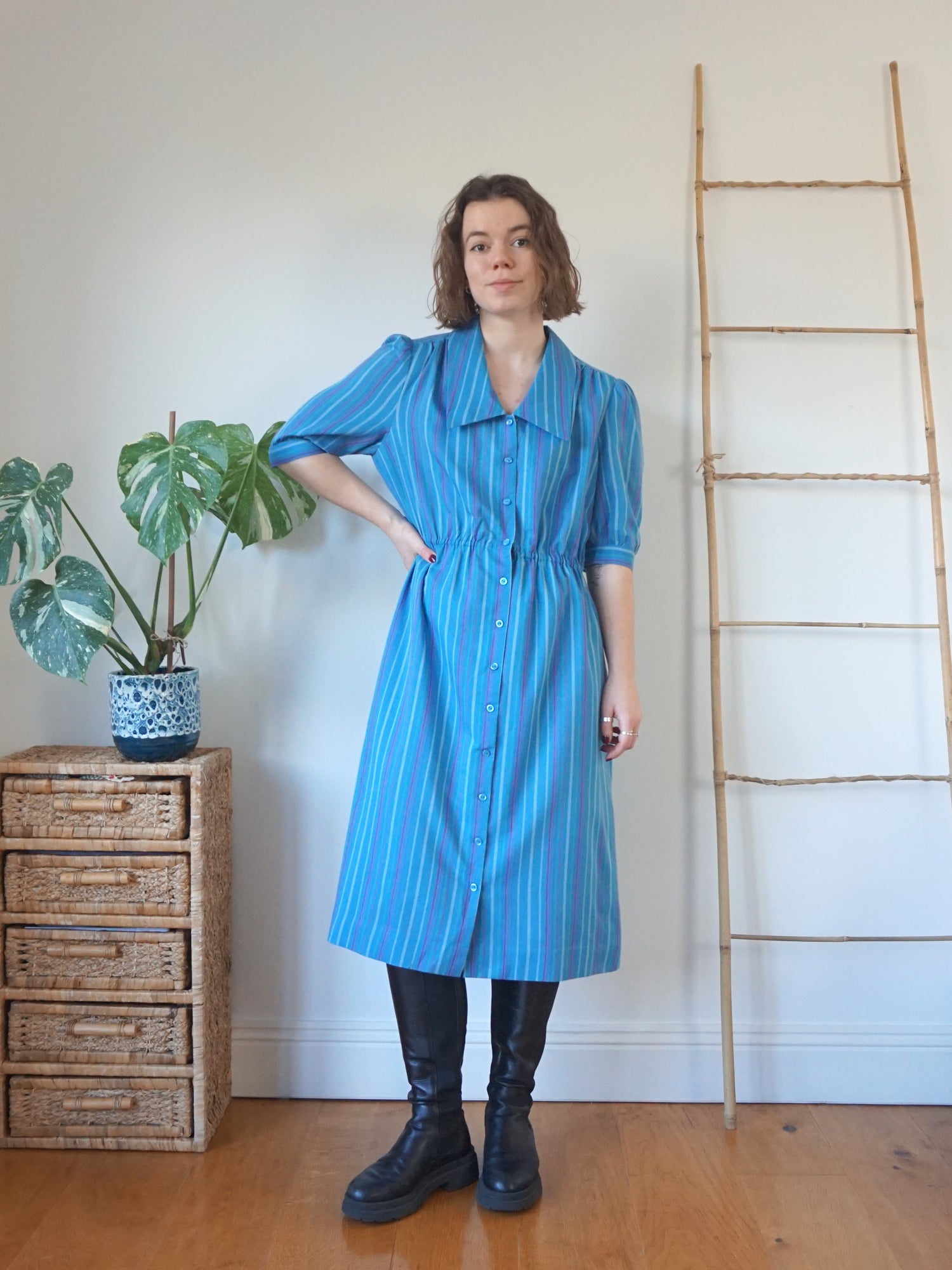 80s midi dress Hand Crochet 80s Pastel Midi Dress Selected by Madly Vintage