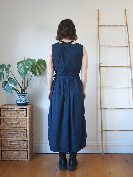 Navy & Green Cotton Dress - M/L
