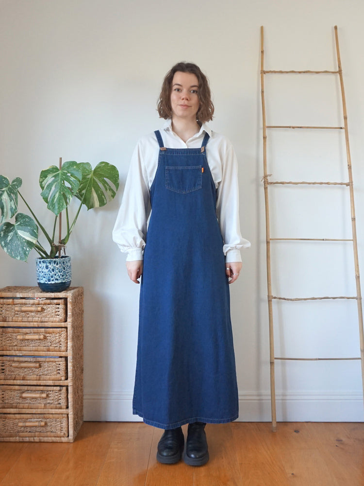 Denim Pinafore Dress - S