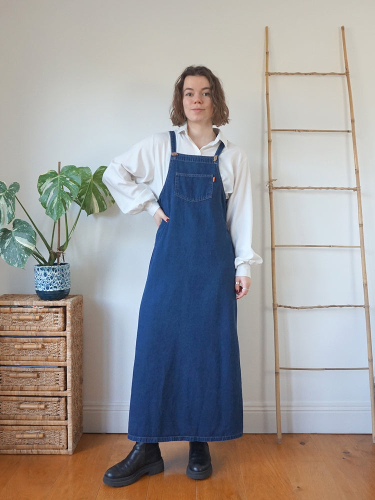 Denim Pinafore Dress - S