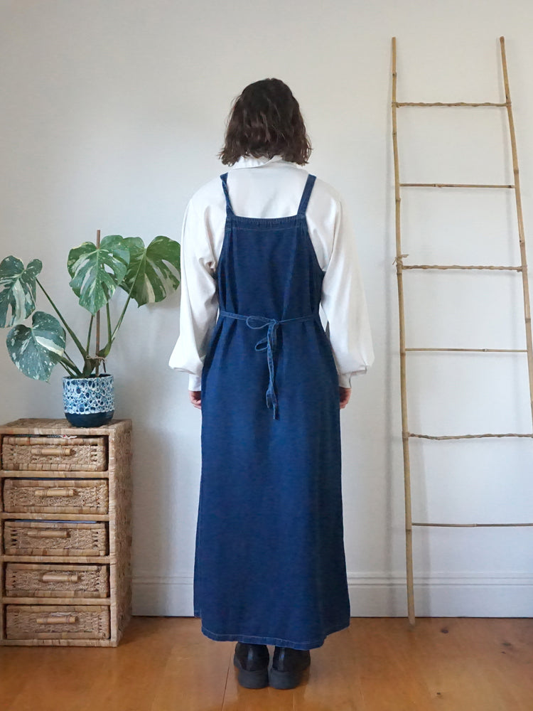 Denim Pinafore Dress - S