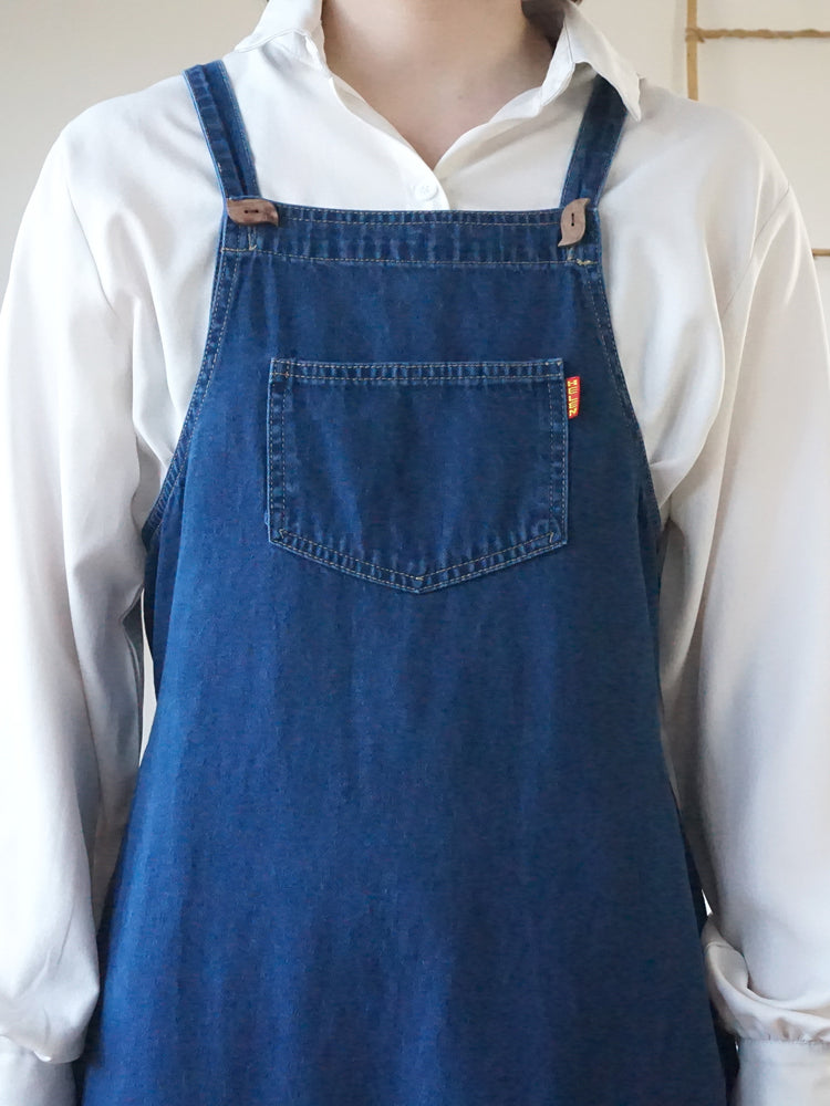 Denim Pinafore Dress - S