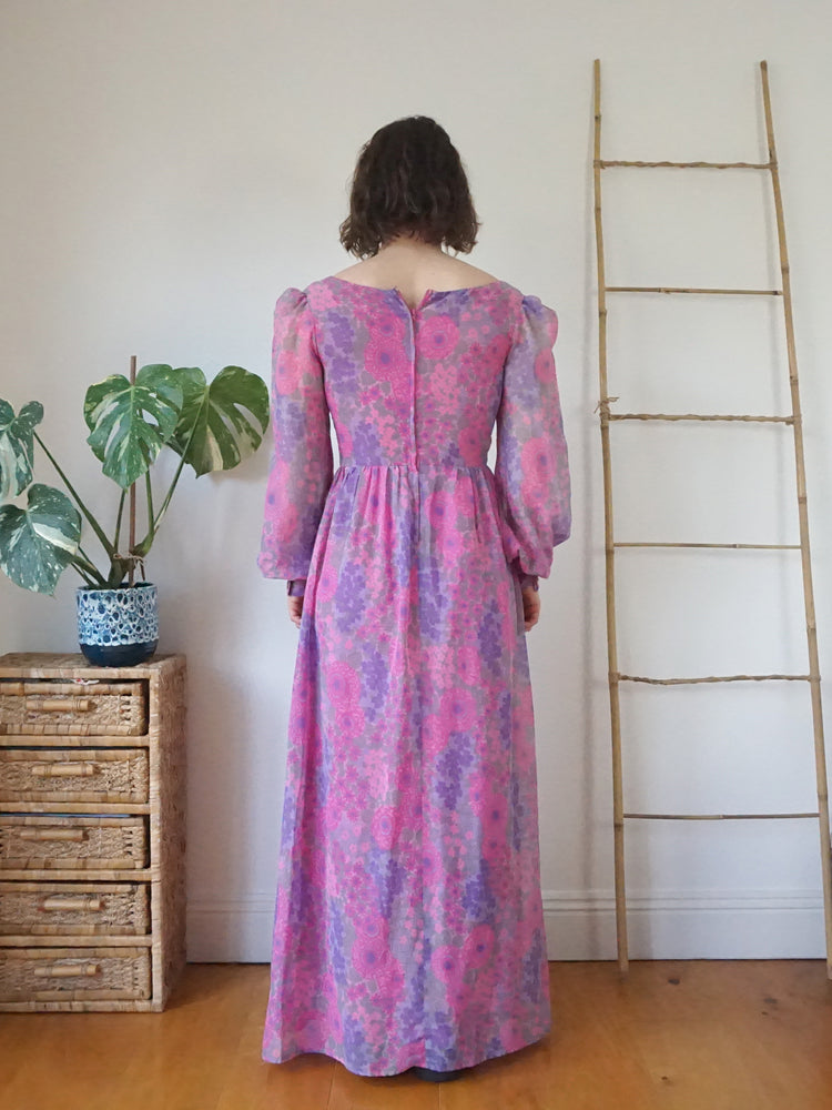 Pink & Purple Smocked Dress - S