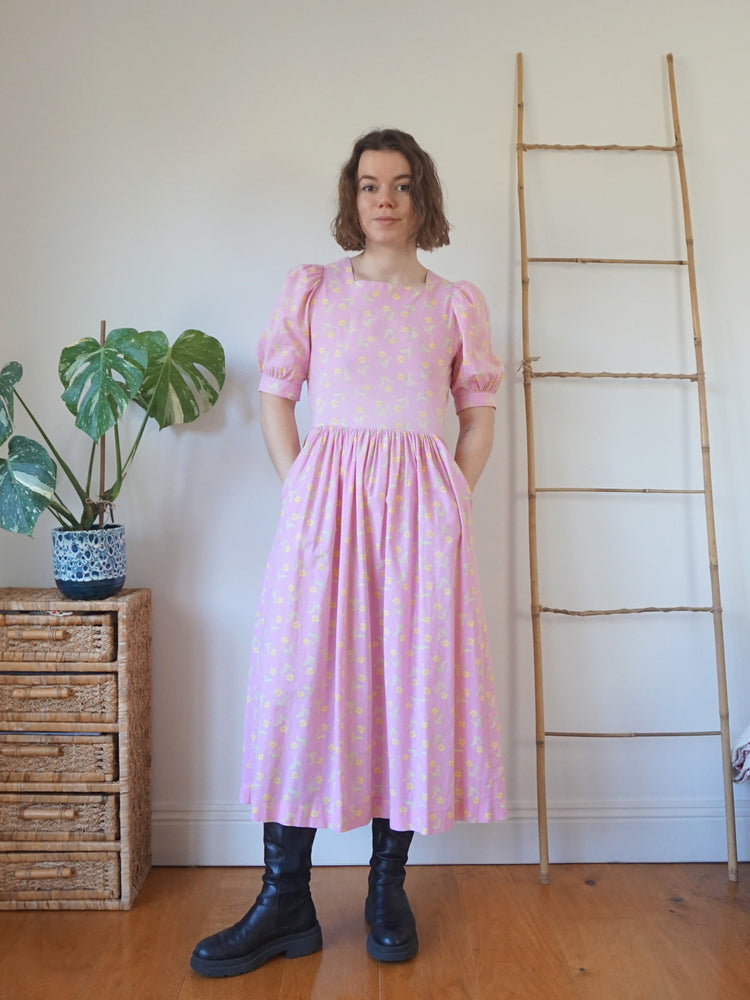 Laura Ashley Pink Square Neck Dress - M