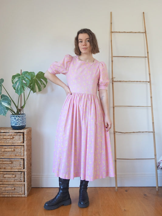 Laura Ashley Pink Square Neck Dress - M
