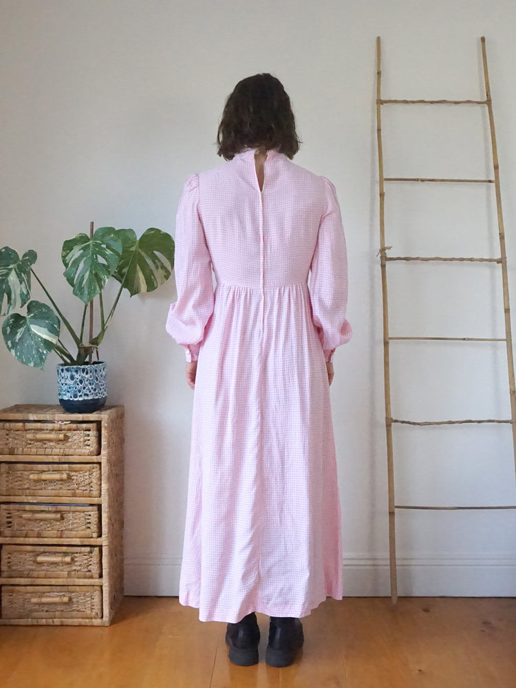 Pink Gingham Maxi Dress - S