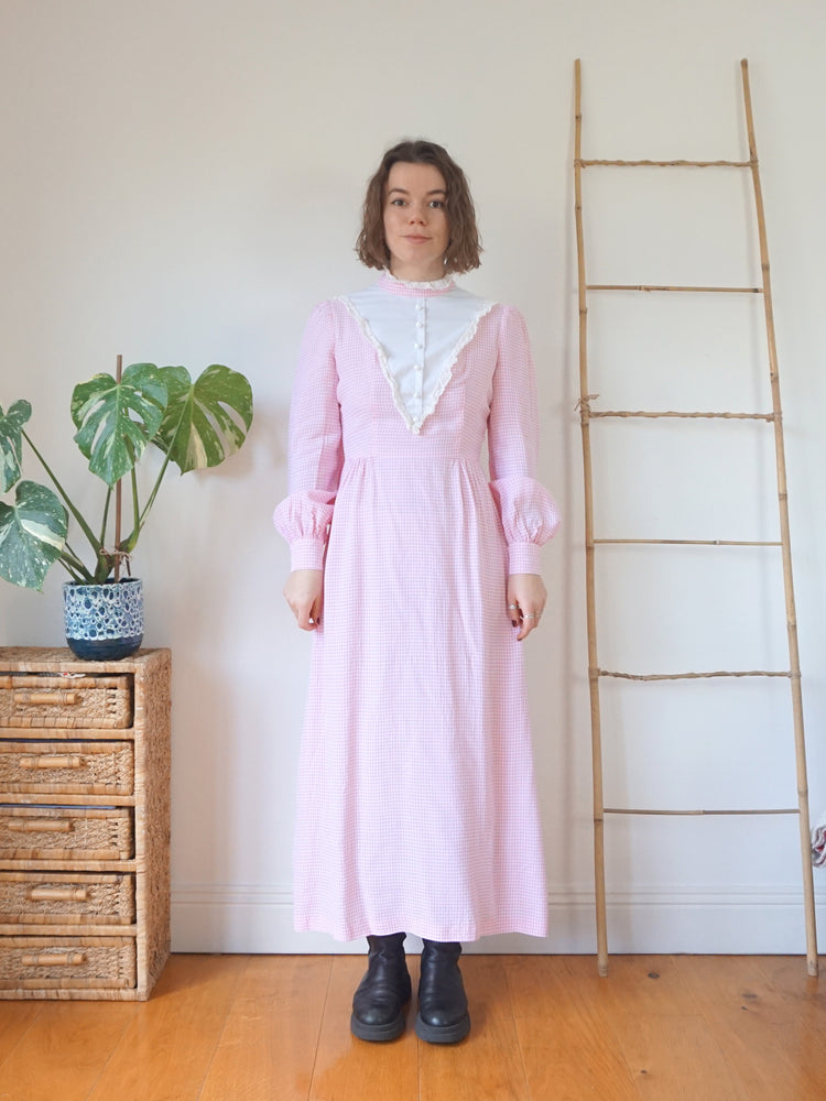 Pink Gingham Maxi Dress - S