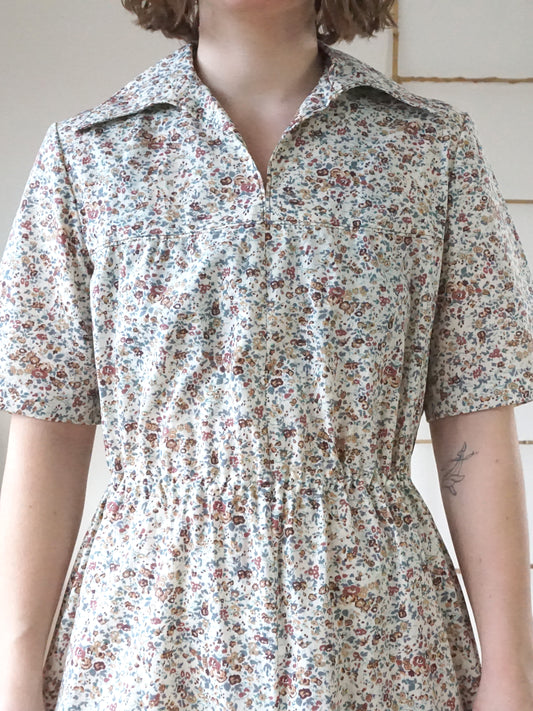 White Ditsy Floral Cotton Dress - M