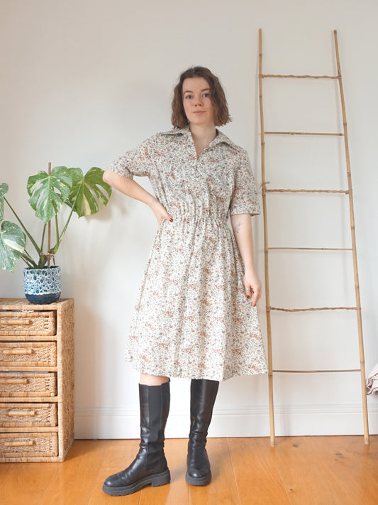 White Ditsy Floral Cotton Dress - M