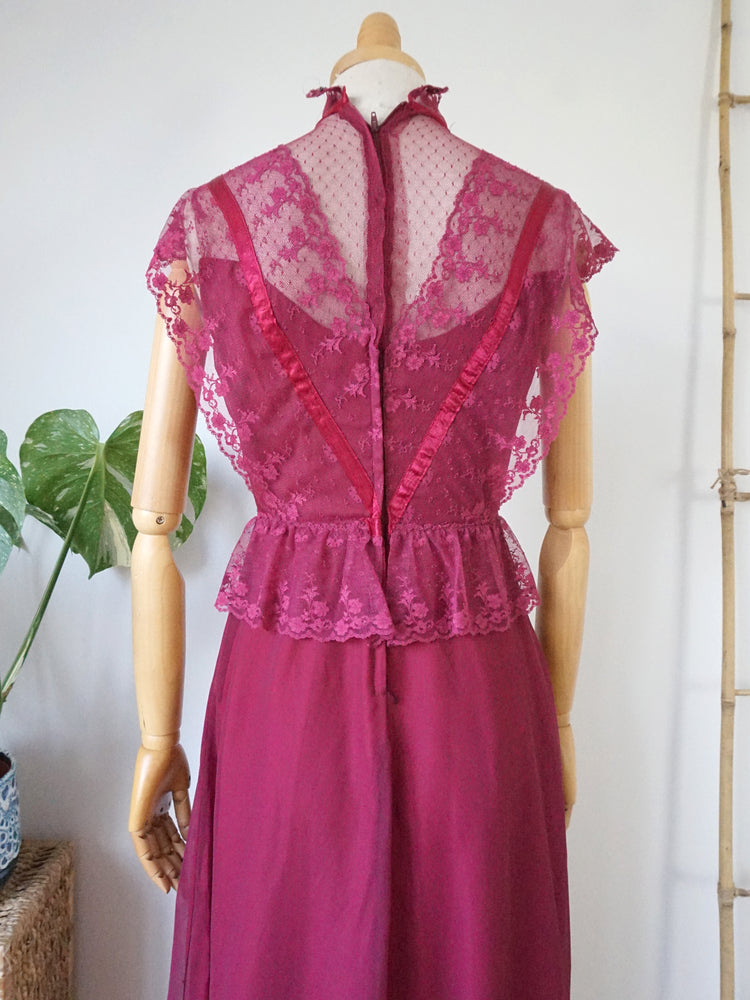 Dark Pink Lace Nightdress - XS