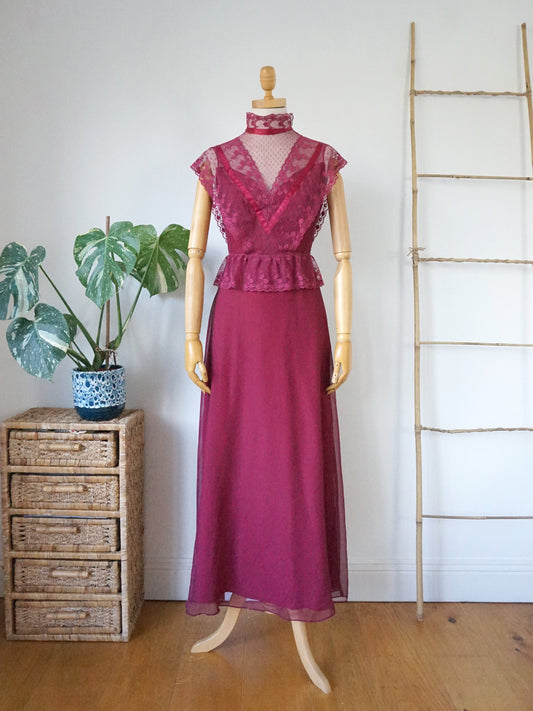 Dark Pink Lace Nightdress - XS