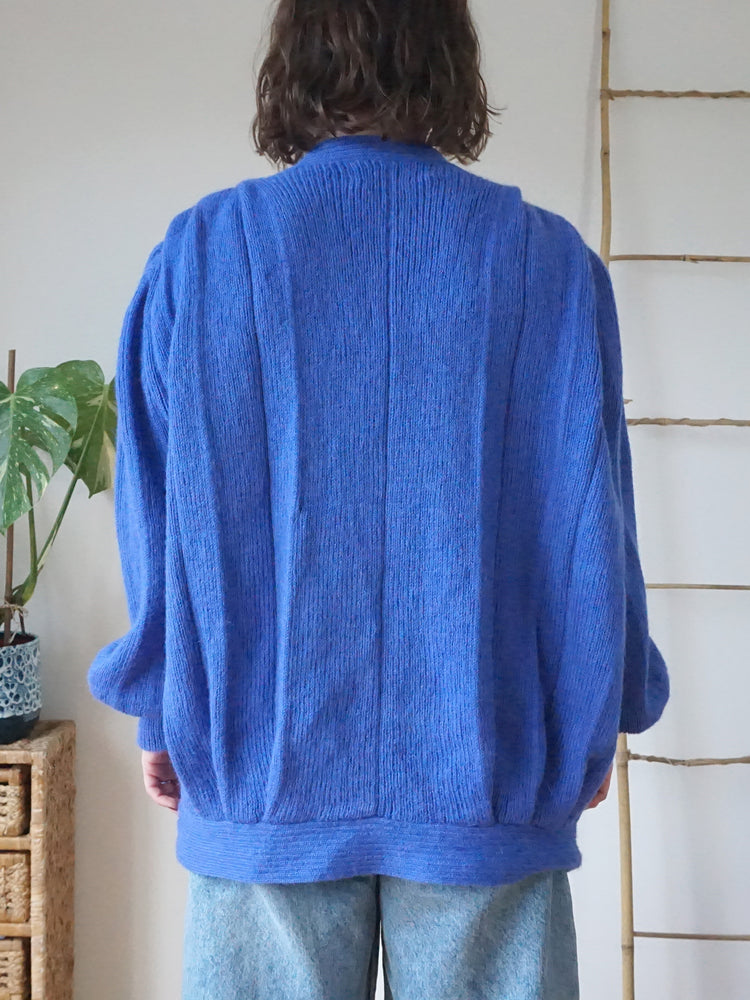 Indigo Alpaca Wool Cardigan - XL