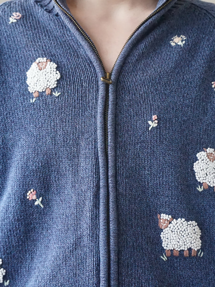 Tulchan Sheep Embroidered Cardigan - L