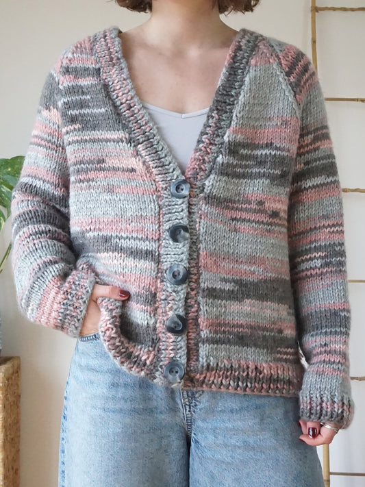 Handmade Striped Cardigan - L