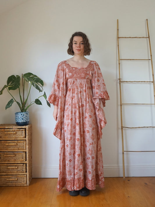 Waterfall Sleeve Floral Dress - XS