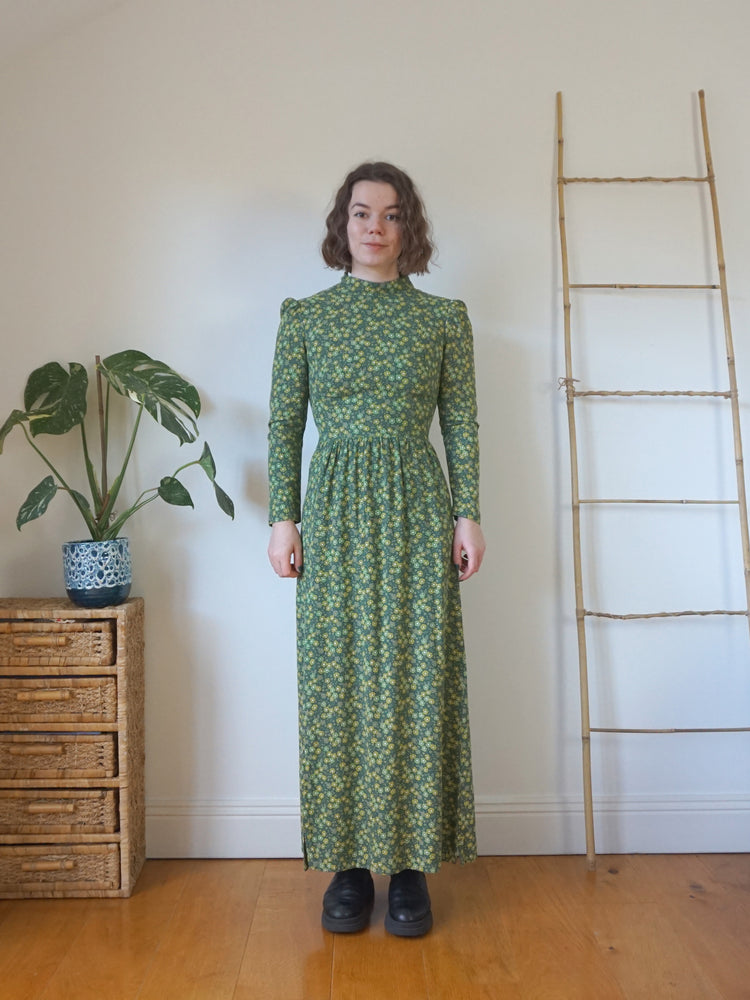 Green Ditsy Floral Puff Sleeve Dress - XS/S