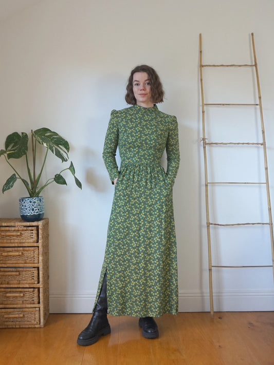 Green Ditsy Floral Puff Sleeve Dress - XS/S