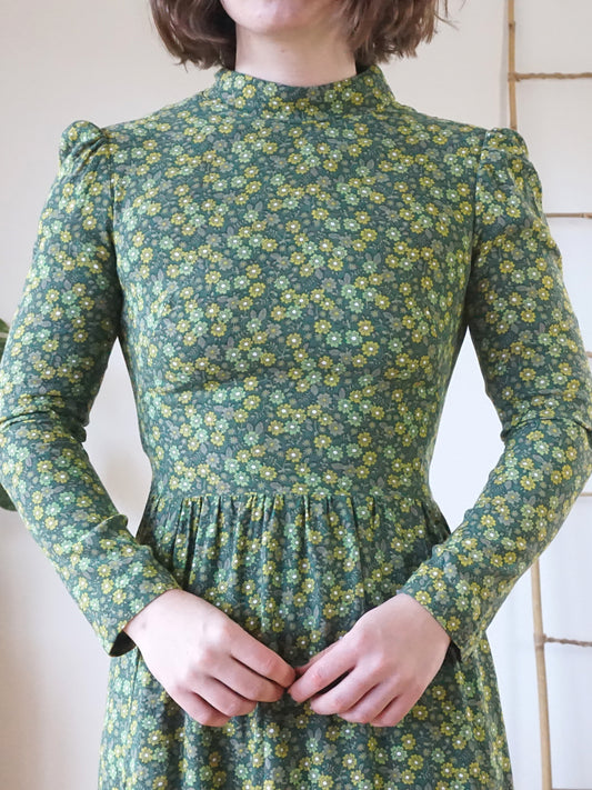 Green Ditsy Floral Puff Sleeve Dress - XS/S