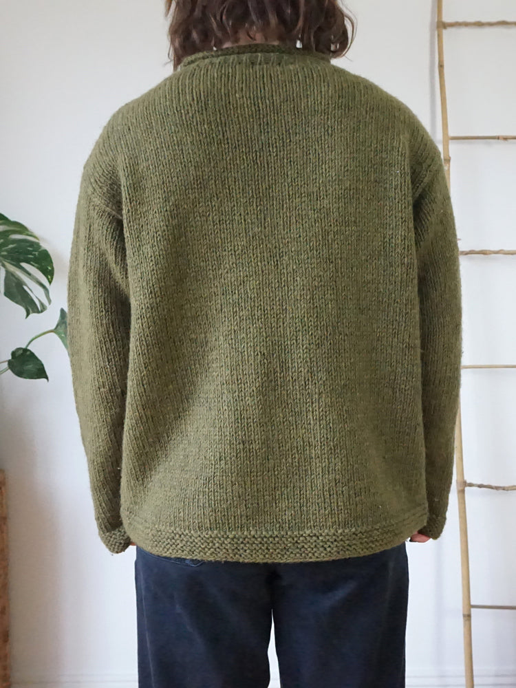 Khaki Star Wool Jumper - L