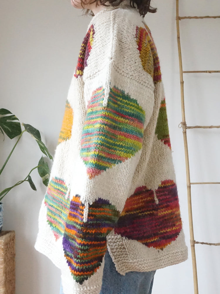 Colourful Heart Patterned Jumper - XL