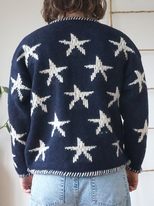 Midnight Blue Star Cardigan - M/L