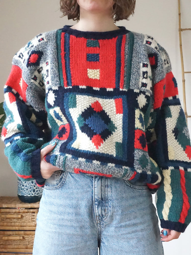 Paco Funky Patterned Wool Jumper - L