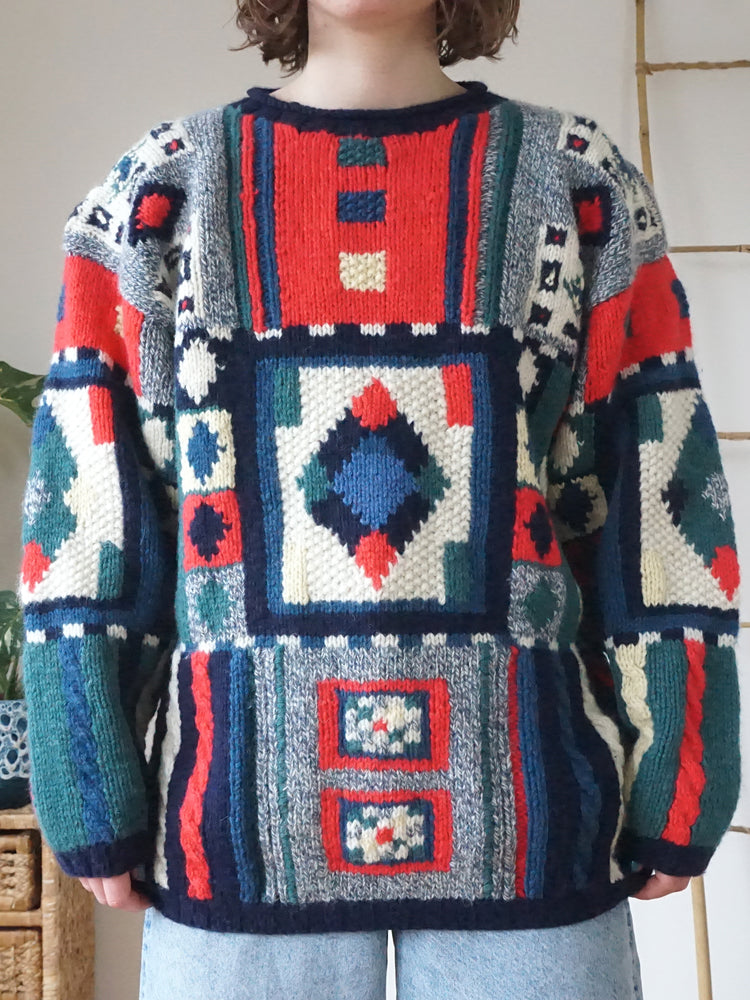 Paco Funky Patterned Wool Jumper - L