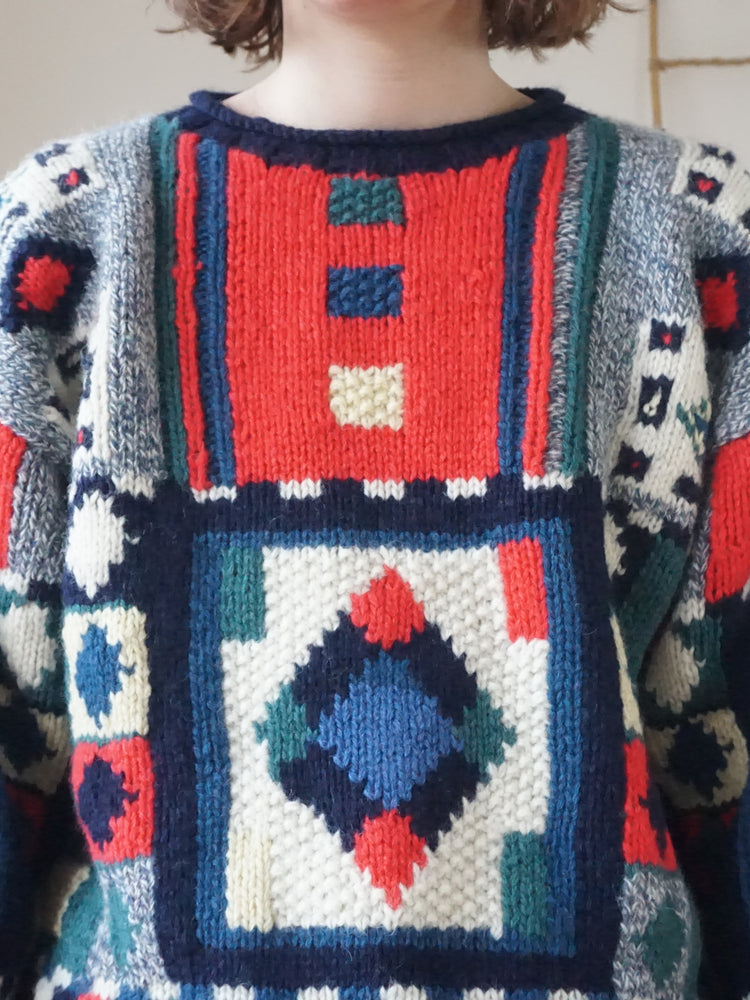 Paco Funky Patterned Wool Jumper - L