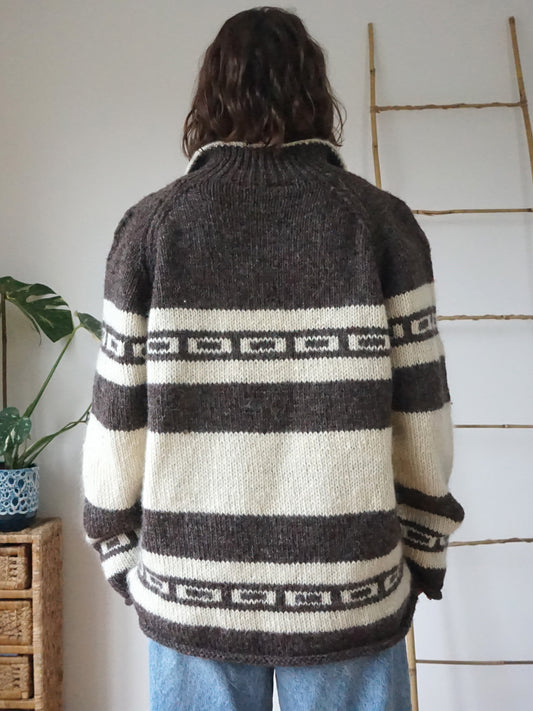 Slouchy Collared Wool Jumper - XL