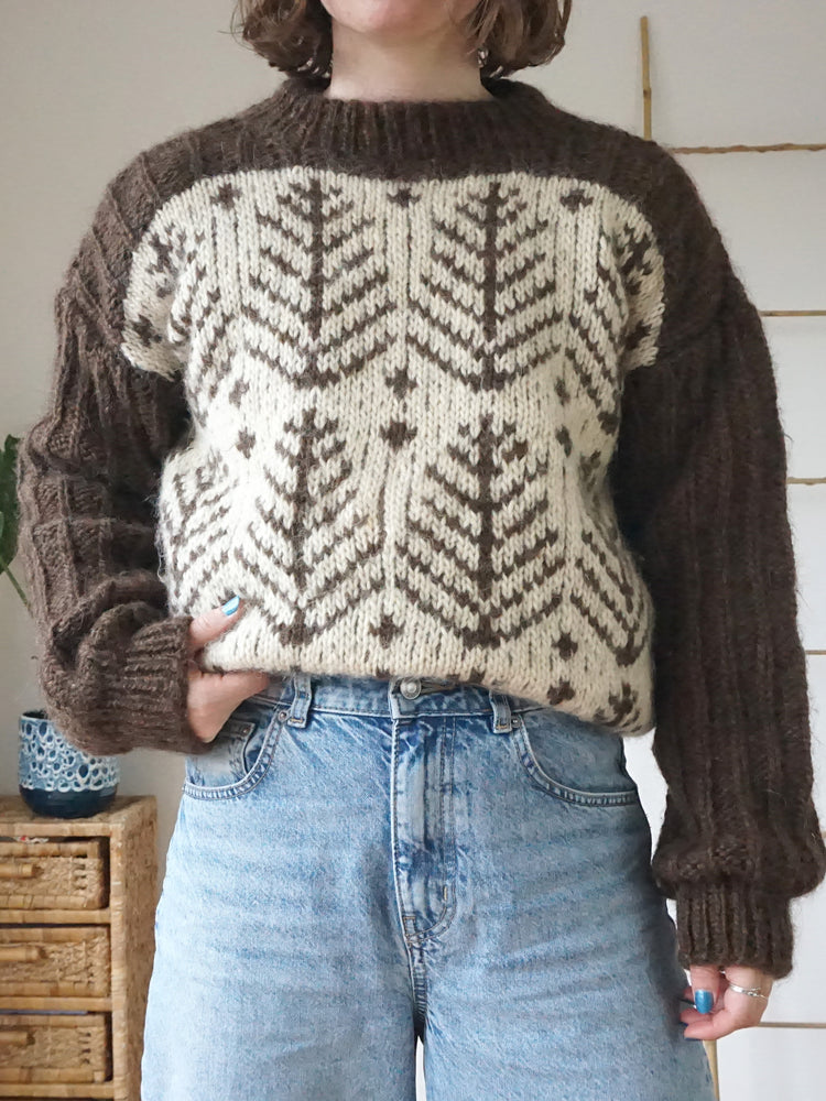 Chunky Wool Leaf Jumper - M