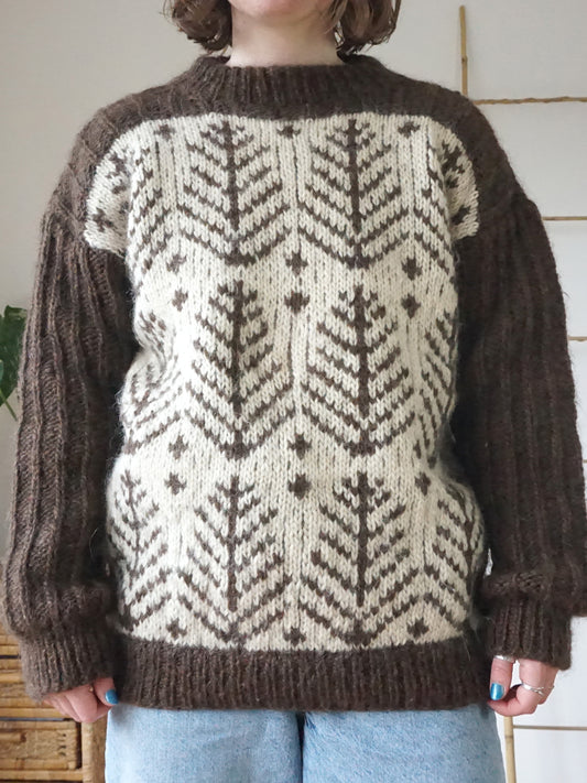 Chunky Wool Leaf Jumper - M