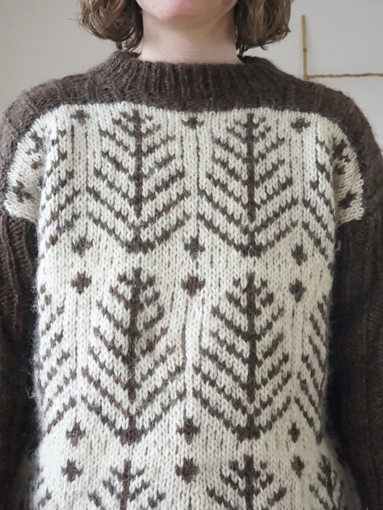 Chunky Wool Leaf Jumper - M