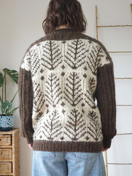 Chunky Wool Leaf Jumper - M