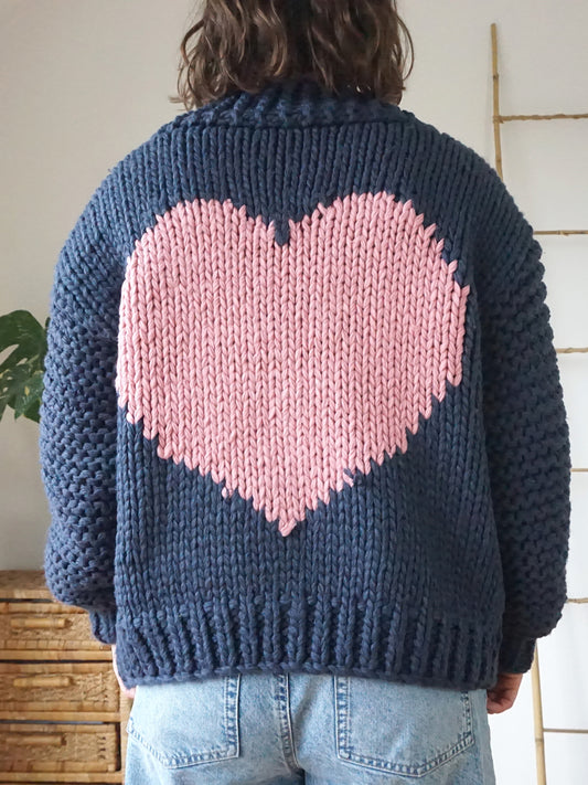 Super Chunky Heart Cardigan - L