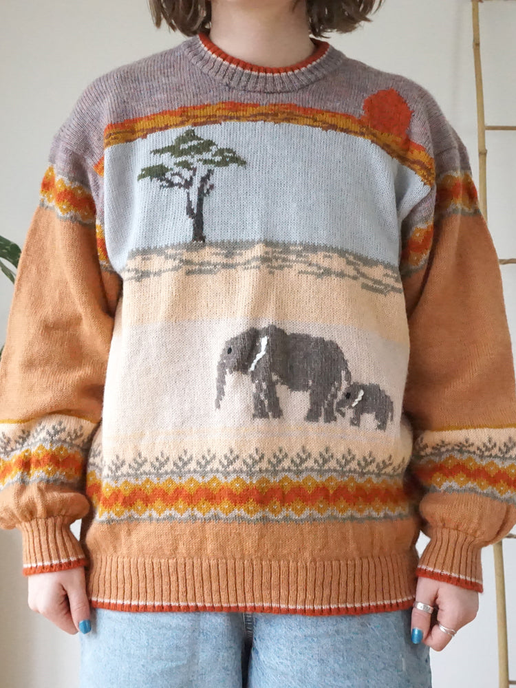 Peach Elephant Wool Jumper - L