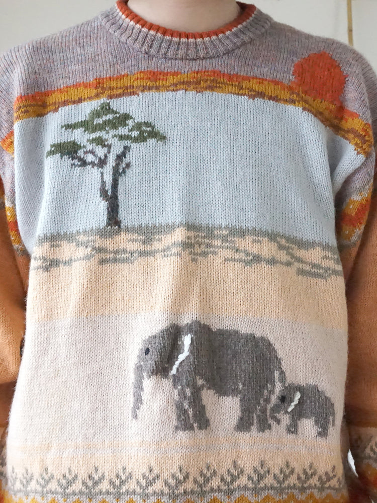 Peach Elephant Wool Jumper - L
