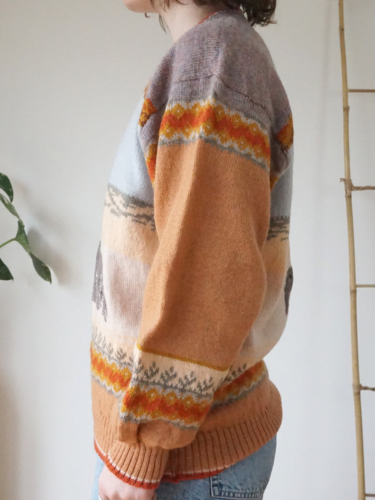 Peach Elephant Wool Jumper - L