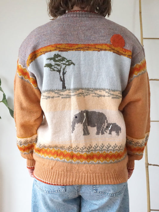 Peach Elephant Wool Jumper - L