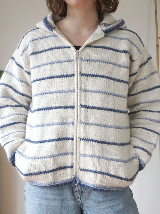 Pachamama Striped Hooded Cardigan - M